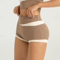 Women's Gym Shorts Yoga Shorts Workout Shorts Criss Cross Waist High Waist Yoga Gym Workout Pilates Shorts Black Khaki Gray Sports Activewear Stretchy Slim