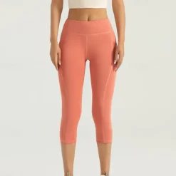 Women's Gym Shorts Yoga Shorts Workout Shorts Side Pockets Tummy Control Butt Lift High Waist Yoga Gym Workout Pilates Capri Leggings Dark Pink Black Pink Spandex Sports Activewear Stretchy Slim