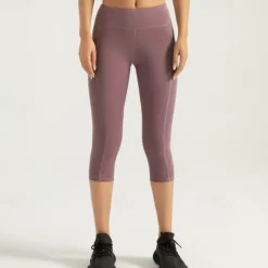 Women's Gym Shorts Yoga Shorts Workout Shorts Side Pockets Tummy Control Butt Lift High Waist Yoga Gym Workout Pilates Capri Leggings Dark Pink Black Pink Spandex Sports Activewear Stretchy Slim