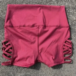 Women's Gym Shorts Yoga Shorts Workout Shorts Cut Out High Waist Yoga Gym Workout Pilates Shorts Black Burgundy Dark Blue Sports Activewear Stretchy Slim