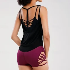 Women's Gym Shorts Yoga Shorts Workout Shorts Cut Out High Waist Yoga Gym Workout Pilates Shorts Black Burgundy Dark Blue Sports Activewear Stretchy Slim