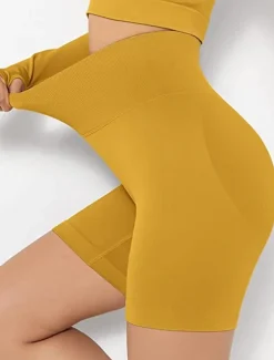 Women's Gym Shorts Yoga Shorts Biker Shorts Scrunch Butt Ruched Butt Lifting Gusseted Crotch Tummy Control Butt Lift High Waist Fitness Gym Workout Running Bottoms Fashion Black Yellow Red Spandex