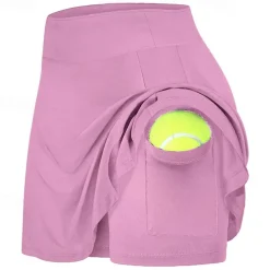 Women's Gym Shorts Yoga Skirt Workout Shorts 2 in 1 Elastic Waistband High Waist Yoga Gym Workout Pilates Shorts Black Pink Blue Sports Activewear Stretchy Slim