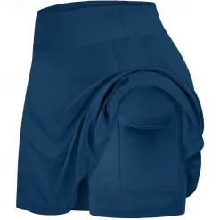 Women's Gym Shorts Yoga Skirt Workout Shorts 2 in 1 Elastic Waistband High Waist Yoga Gym Workout Pilates Shorts Black Pink Blue Sports Activewear Stretchy Slim