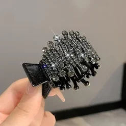 Women's Hair Clip For Daily Classic Crystal Alloy Crown Rhinestone Grabber Pearl Rhinestone Grabber Crown Black Diamond Hair Clip