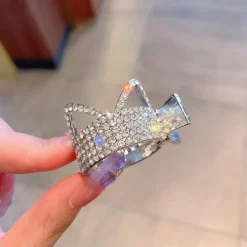 Women's Hair Clip For Daily Classic Crystal Alloy Crown Rhinestone Grabber Pearl Rhinestone Grabber Crown Black Diamond Hair Clip