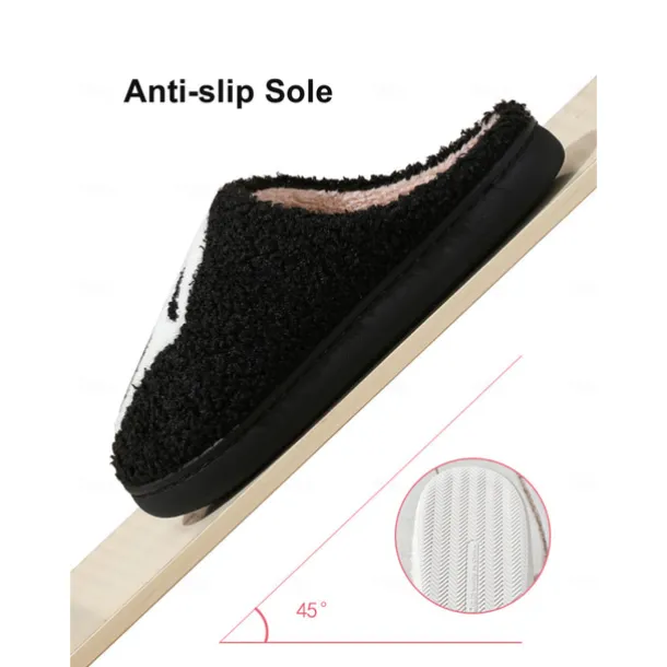 Women's Halloween Horror Face Plush Slippers – Cozy Furry Indoor Shoes with Spooky Ghost Design for Winter Comfort