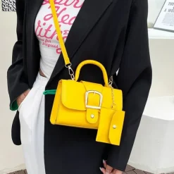 Women's Handbag Crossbody Bag PU Leather Daily Durable Solid Color Black White Yellow