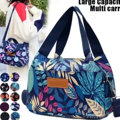 Women's Handbag Crossbody Bag Hobo Bag Nylon Daily Holiday Zipper Large Capacity Foldable Lightweight Geometric Color Block Flower Pink flowers Leaves Red rose