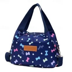 Women's Handbag Crossbody Bag Hobo Bag Nylon Daily Holiday Zipper Large Capacity Foldable Lightweight Geometric Color Block Flower Pink flowers Leaves Red rose