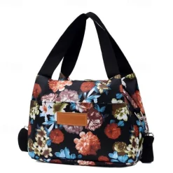 Women's Handbag Crossbody Bag Hobo Bag Nylon Daily Holiday Zipper Large Capacity Foldable Lightweight Geometric Color Block Flower Pink flowers Leaves Red rose