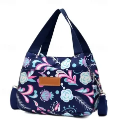 Women's Handbag Crossbody Bag Hobo Bag Nylon Daily Holiday Zipper Large Capacity Foldable Lightweight Geometric Color Block Flower Pink flowers Leaves Red rose