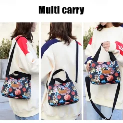 Women's Handbag Crossbody Bag Hobo Bag Nylon Daily Holiday Zipper Large Capacity Foldable Lightweight Geometric Color Block Flower Pink flowers Leaves Red rose