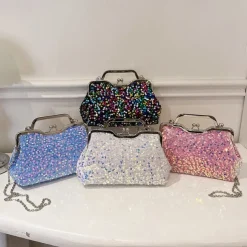 Women's Handbag Evening Bag Clutch Bags Synthetic Party Bridal Shower Wedding Party Sequin Large Capacity Anti-Dust Solid Color White Pink Blue