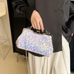 Women's Handbag Evening Bag Clutch Bags Synthetic Party Bridal Shower Wedding Party Sequin Large Capacity Anti-Dust Solid Color White Pink Blue