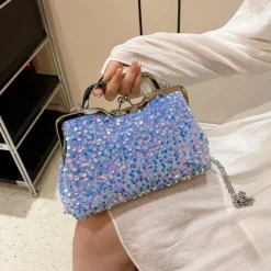 Women's Handbag Evening Bag Clutch Bags Synthetic Party Bridal Shower Wedding Party Sequin Large Capacity Anti-Dust Solid Color White Pink Blue