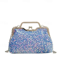 Women's Handbag Evening Bag Clutch Bags Synthetic Party Bridal Shower Wedding Party Sequin Large Capacity Anti-Dust Solid Color White Pink Blue