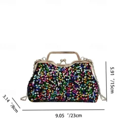 Women's Handbag Evening Bag Clutch Bags Synthetic Party Bridal Shower Wedding Party Sequin Large Capacity Anti-Dust Solid Color White Pink Blue