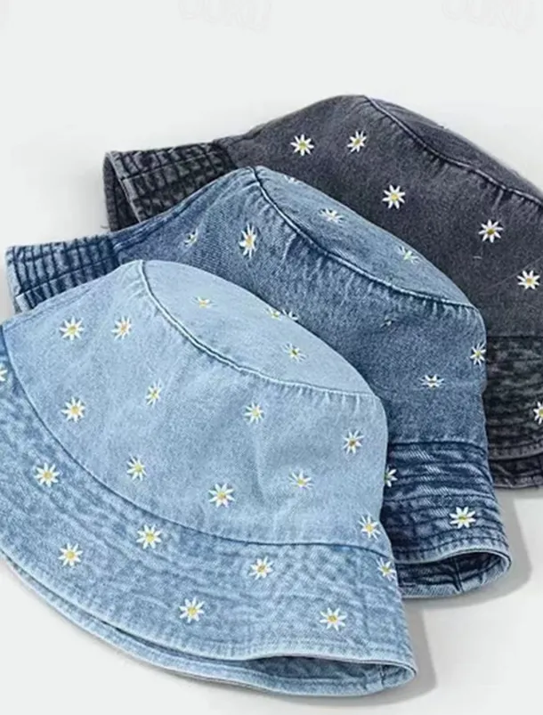 Women's Hat Bucket Hat Sun Hat Portable Sun Protection Outdoor Daily Weekend Embroidery Daisy