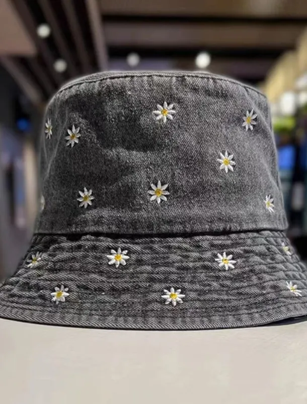 Women's Hat Bucket Hat Sun Hat Portable Sun Protection Outdoor Daily Weekend Embroidery Daisy