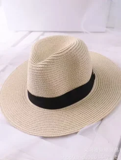 Women's Hat Straw Hat Sun Hat Portable Windproof Breathable Street Daily Weekend Splice Pure Color