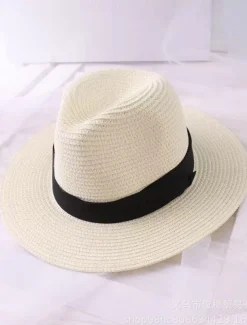 Women's Hat Straw Hat Sun Hat Portable Windproof Breathable Street Daily Weekend Splice Pure Color