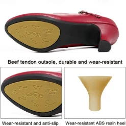 Women's Heels Pumps Slip-Ons Mary Jane Vintage Shoes Comfort Shoes Party Outdoor Daily Kitten Heel Round Toe Elegant Vintage Fashion Leather Cowhide Buckle Ankle Strap Silver Dark Red Black