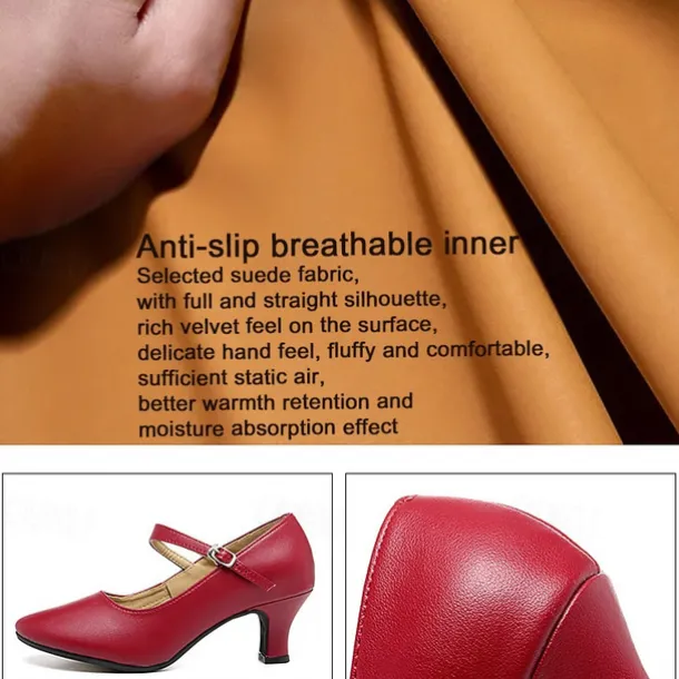 Women's Heels Pumps Slip-Ons Mary Jane Vintage Shoes Comfort Shoes Party Outdoor Daily Kitten Heel Round Toe Elegant Vintage Fashion Leather Cowhide Buckle Ankle Strap Silver Dark Red Black