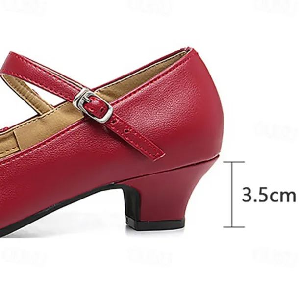 Women's Heels Pumps Slip-Ons Mary Jane Vintage Shoes Comfort Shoes Party Outdoor Daily Kitten Heel Round Toe Elegant Vintage Fashion Leather Cowhide Buckle Ankle Strap Silver Dark Red Black
