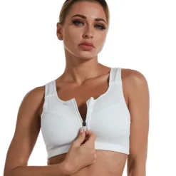 Women's High Support Sports Bra Running Bra Wirefree Zip Front Bra Top Padded Yoga Gym Workout Running High Impact Breathable Quick Dry Spandex Black Blue Purple Solid Colored Home Outfits