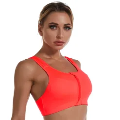 Women's High Support Sports Bra Running Bra Wirefree Zip Front Bra Top Padded Yoga Gym Workout Running High Impact Breathable Quick Dry Spandex Black Blue Purple Solid Colored Home Outfits