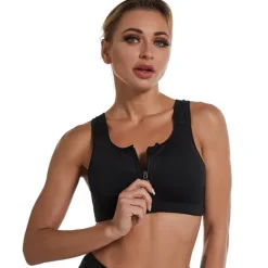 Women's High Support Sports Bra Running Bra Wirefree Zip Front Bra Top Padded Yoga Gym Workout Running High Impact Breathable Quick Dry Spandex Black Blue Purple Solid Colored Home Outfits