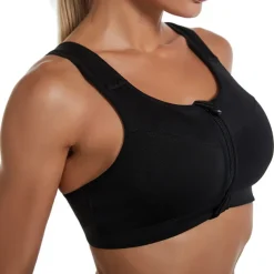 Women's High Support Sports Bra Running Bra Wirefree Zip Front Bra Top Padded Yoga Gym Workout Running High Impact Breathable Quick Dry Spandex Black Blue Purple Solid Colored Home Outfits