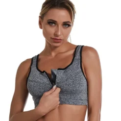 Women's High Support Sports Bra Running Bra Wirefree Zip Front Bra Top Padded Yoga Gym Workout Running High Impact Breathable Quick Dry Spandex Black Blue Purple Solid Colored Home Outfits
