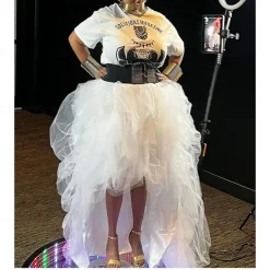 Women's High Waist High Low Layered Tulle Floor Length Spectial Occasion Skirt Retro Vintage Punk Gothic Halloween Party Wedding Carnival