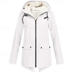 Women's Hiking Fleece Jacket Winter Outdoor Waterproof Warm Soft Comfortable Fleece Jackets Full Zip Camping / Hiking / Caving Traveling Winter Sports Black White Cream Red Navy Blue