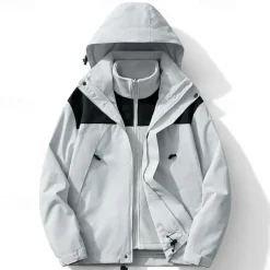 Women's Hiking Jacket Fleece Winter Outdoor Waterproof Windproof Detachable Fleece Multi-Pockets Lightweight Jacket Full Zip Camping / Hiking / Caving Winter Sports Black Ivory Pink Green Khaki