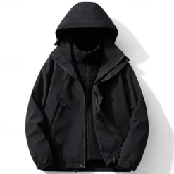 Women's Hiking Jacket Fleece Winter Outdoor Waterproof Windproof Detachable Fleece Multi-Pockets Lightweight Jacket Full Zip Camping / Hiking / Caving Winter Sports Black Ivory Pink Green Khaki