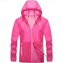 Women's Hiking Jacket Outdoor Sun Protection Breathable Front Zipper Lightweight Jacket Full Zip Beach White Pink Blue Fuchsia