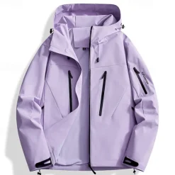 Women's Hiking Jacket Outdoor Waterproof Windproof Front Zipper Lightweight Jacket Full Zip Camping / Hiking / Caving Violet Black Ivory Yellow Pink