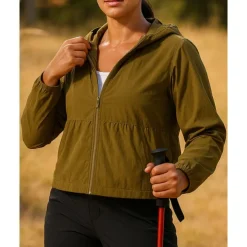 Women's Hiking Jacket Sport Jacket rain coat Outdoor Sun Protection Breathable Quick Dry Lightweight Hiking Outfits Hiking Clothes Autumn / Fall Jacket Tennis Golf Running Solid Color Burgundy Green