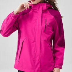 Women's Hiking Jacket Winter Outdoor Color Block Fleece Lining Windproof Water Resistant 3-in-1 Jacket Fleece Jackets Windbreaker Jacket Traveling Pink Light Purple Purple Orange Rose Red