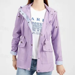 Women's Hiking Jacket Winter Outdoor Windproof Front Zipper Water Repellent Lightweight Jacket Full Zip Camping / Hiking / Caving Black Yellow Burgundy Navy Blue Purple