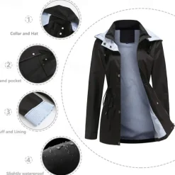 Women's Hiking Jacket Winter Outdoor Windproof Front Zipper Water Repellent Lightweight Jacket Full Zip Camping / Hiking / Caving Black Yellow Burgundy Navy Blue Purple