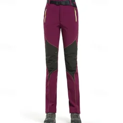 Women's Hiking Pants Softshell Pants Patchwork Winter Outdoor Regular Fit Waterproof Windproof Breathable Warm Pants / Trousers Bottoms Black Purple Fuchsia Burgundy Sky Blue Camping / Hiking