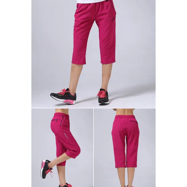 Women's Hiking Pants Trousers Summer Outdoor Quick Dry Water Resistant Zipper Pocket Multi Pockets Capri Pants Bottoms Elastic Waist Black-female Rose Red Camping / Hiking / Caving S M L XL XXL