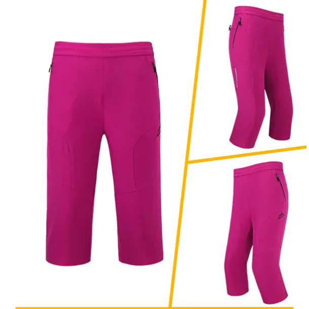 Women's Hiking Pants Trousers Summer Outdoor Quick Dry Water Resistant Zipper Pocket Multi Pockets Capri Pants Bottoms Elastic Waist Black-female Rose Red Camping / Hiking / Caving S M L XL XXL