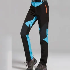 Women's Hiking Pants Trousers Fleece Lined Pants Softshell Pants Winter Outdoor Waterproof Windproof Thermal Warm Elastic Waist Fashion Bottoms Blue Red Skiing Camping Ski / Snowboard