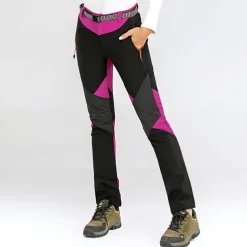 Women's Hiking Pants Trousers Fleece Lined Pants Softshell Pants Winter Outdoor Waterproof Windproof Thermal Warm Elastic Waist Fashion Bottoms Blue Red Skiing Camping Ski / Snowboard