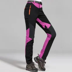 Women's Hiking Pants Trousers Fleece Lined Pants Softshell Pants Winter Outdoor Waterproof Windproof Thermal Warm Elastic Waist Fashion Bottoms Blue Red Skiing Camping Ski / Snowboard